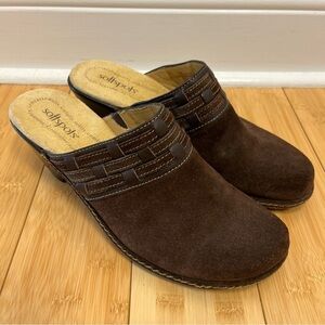 Softspots Brown Mules with Cushioned Footbed size 8,5